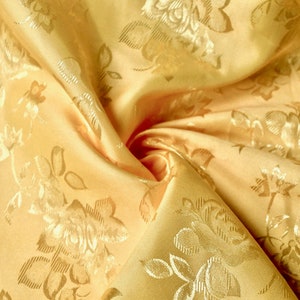 Kayla GOLD Polyester Floral Jacquard Brocade Satin Fabric by the Yard - 10004