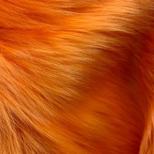 Sasha ORANGE 2 Inch Long Pile Soft Luxury Faux Fur Fabric Fursuit, Cosplay Costume, Photo Prop, Trim, Throw Pillow, Crafts
