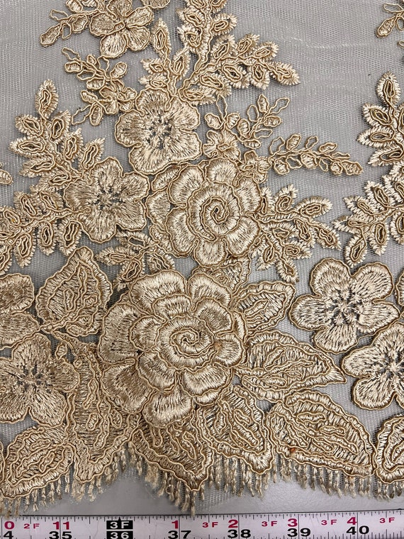 Champagne lace fabric sale by the yard