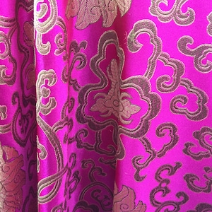Adelaide FUCHSIA GOLD Chinese Brocade Satin Fabric by the Yard - 10058