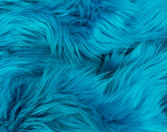 Sasha TURQUOISE Shaggy Long Pile Soft Faux Fur Fabric for Fursuit