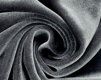 Princess DARK GREY Polyester Spandex Stretch Velvet Fabric by the Yard for Tops, Dresses, Skirts, Dance Wear, Costumes, Crafts - 10001
