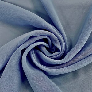 Danielle DARK DUSTY BLUE Polyester Hi-Multi Chiffon Fabric by the Yard - 10075
