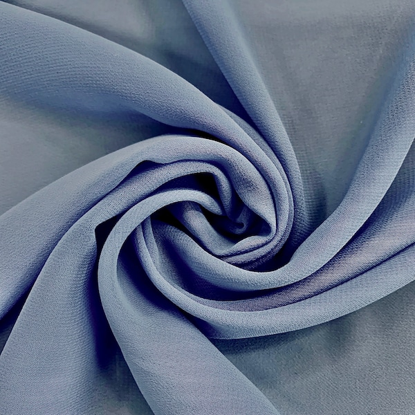 Danielle DARK DUSTY BLUE Polyester Hi-Multi Chiffon Fabric by the Yard - 10075