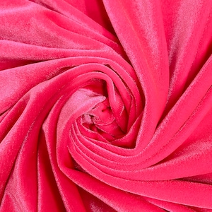 Princess NEON PINK Polyester Spandex Stretch Velvet Fabric for Tops, Dresses, Skirts, Dance Wear, Costumes, Crafts - 10001