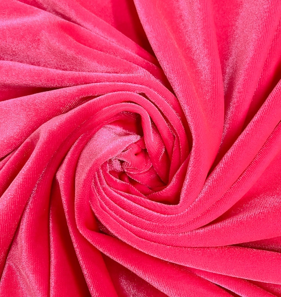 Princess NEON PINK Polyester Spandex Stretch Velvet Fabric for Tops,  Dresses, Skirts, Dance Wear, Costumes, Crafts 10001 