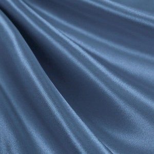 Eliza SLATE BLUE Shiny Heavy Bridal Wedding Satin Fabric by the Yard - 10009