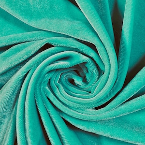 Tessuto elasticizzato in velluto di poliestere e spandex Princess AQUAMARINE per fiocchi, nodi superiori, fasce per la testa, scrunchies, vestiti, costumi, artigianato - 10001