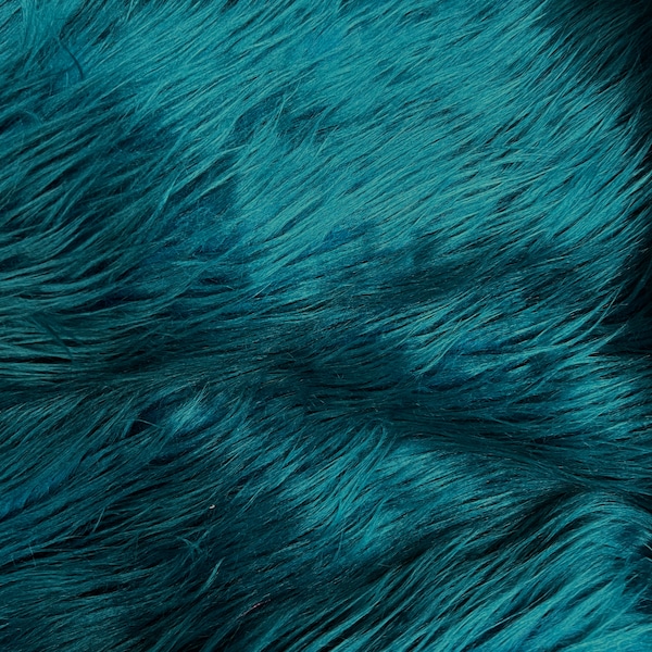 Eden DARK TEAL Shaggy Long Pile Soft Faux Fur Fabric for Fursuit, Cosplay Costume, Photo Prop, Trim, Throw Pillow, Crafts