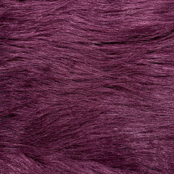 Eden PLUM Shaggy Long Pile Soft Faux Fur Fabric for Fursuit, Cosplay Costume, Photo Prop, Trim, Throw Pillow, Crafts