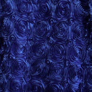 Paige ROYAL BLUE 3D Floral Polyester Satin Rosette Fabric by the Yard - 10028