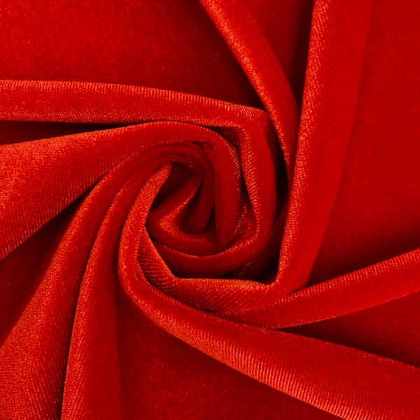 Princess SCARLET RED Polyester Spandex Stretch Velvet Fabric for Bows, Topknot, Scrunchies, Clothes, Costumes, Crafts - 10001
