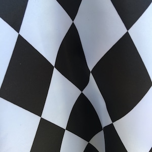 Jenna BLACK & WHITE 2.5&quot; Diamond Pattern Polyester Heavy Matte Satin Fabric by the Yard - 10086