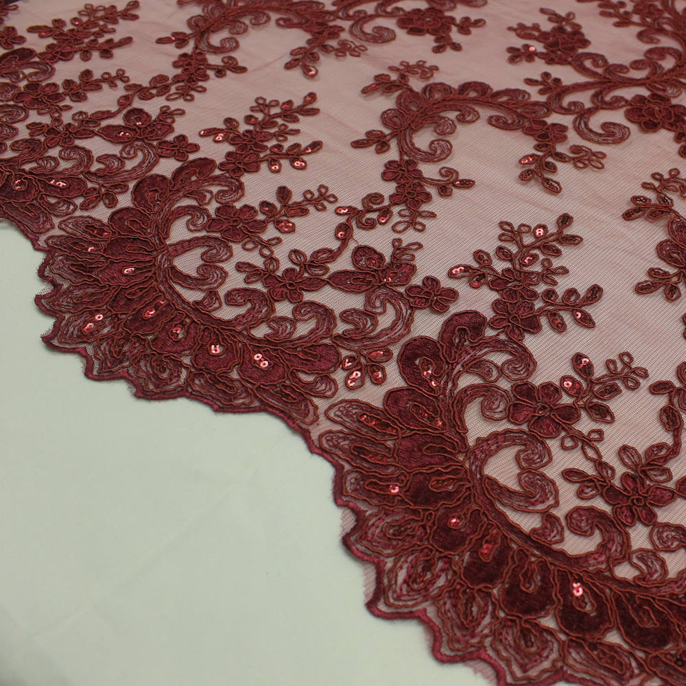 Melody BURGUNDY Polyester Floral Embroidery With Sequins on - Etsy