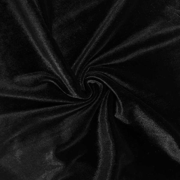 Princess BLACK Polyester Spandex Stretch Velvet Fabric by the Yard for Tops, Dresses, Skirts, Dance Wear, Costumes, Crafts - 10001