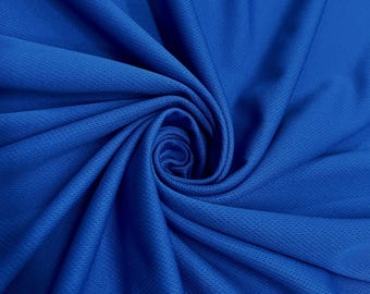 Tissu Mikaela bleu royal en polyester à mailles alvéolées pour le sport, vendu au mètre.