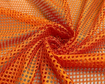 Mallory ORANGE Polyester King Mesh Knit Fabric by the Yard - 10111