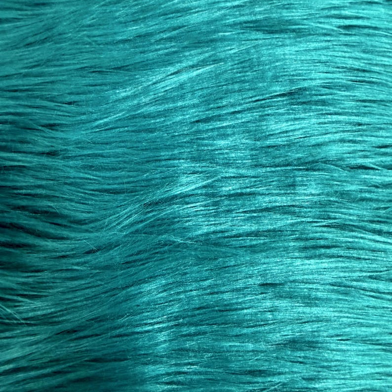 Eden DARK TEAL GREEN Shaggy Long Pile Soft Faux Fur Fabric for Fursuit, Cosplay Costume, Photo Prop, Trim, Throw Pillow, Crafts image 2