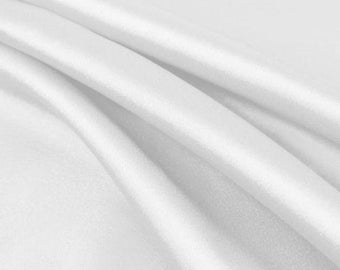 Payton WHITE Faux Silk Minimal Stretch Charmeuse Satin Fabric