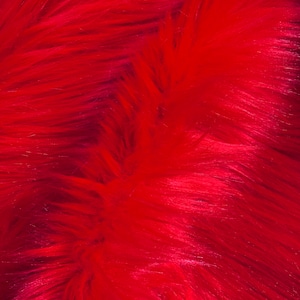 Sasha RED 2 Inch Long Pile Soft Luxury Faux Fur Fabric Fursuit, Cosplay Costume, Photo Prop, Trim, Throw Pillow, Crafts