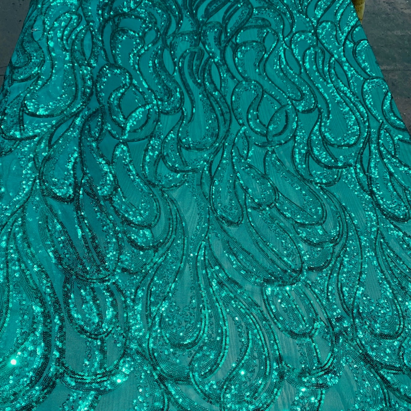 Teal Corded Lace Riaz