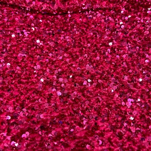 Stephanie FUCHSIA Overlap Sequins on FUCHSIA Stretch Velvet Fabric by the Yard for Gowns, Apparel, Costumes, Crafts - 10185