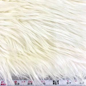 Eden IVORY Shaggy Long Pile Soft Faux Fur Fabric for Fursuit, Cosplay ...