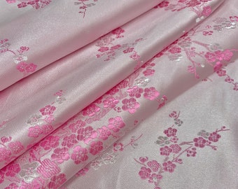Kori LIGHT PINK Plum Blossom Floral Brocade Chinese Satin