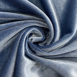 Princess SLATE BLUE Polyester Spandex Stretch Velvet Fabric by the Yard for Tops, Dresses, Skirts, Dance Wear, Costumes, Crafts - 10001