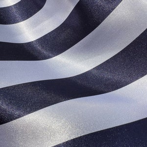 Annie NAVY BLUE & WHITE 1&quot; Stripes Pattern Polyester Light Weight Satin Fabric by the Yard - 10081