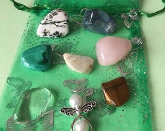 GARDENERS CRYSTALS SET. 7 crystals to enhance growth for the garden and plants,and help the gardener
