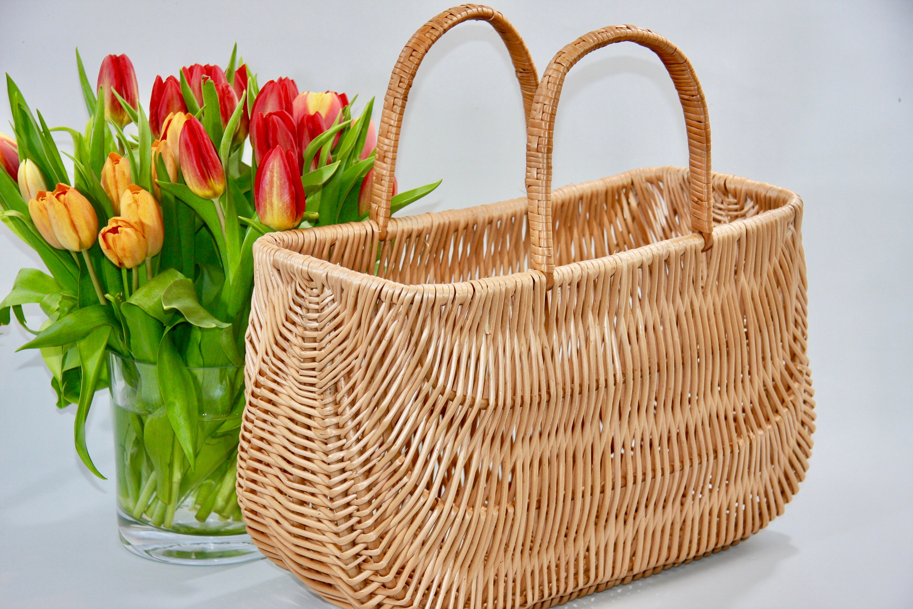 wicker basket bag