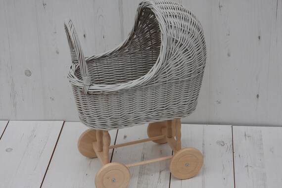 grey wicker pram