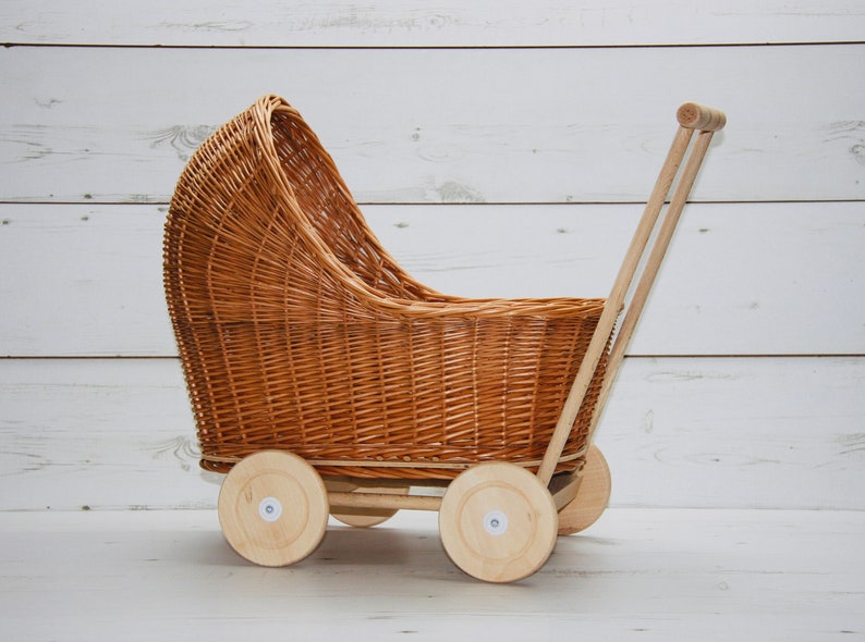 wicker dolls pram