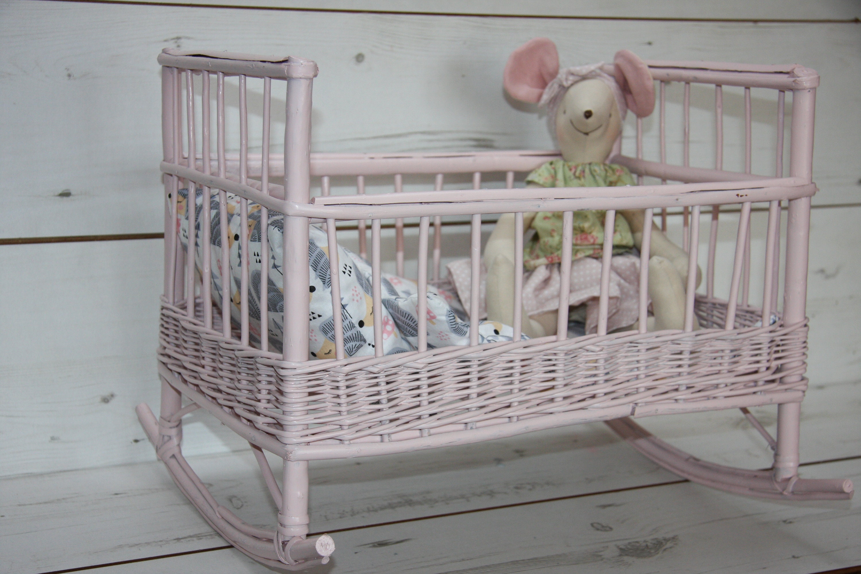 wicker dolls cot