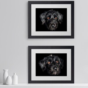 Stampa Jackapoo nero con motivo frattale. Disponibili varie misure.