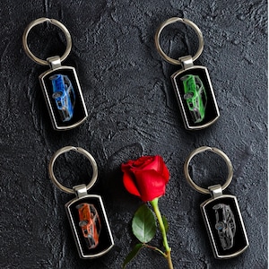 Ford Focus RS Car Metal Keychain with Stunning Fractal Art Design.