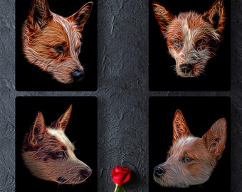 Australian Cattle Dog - Red Heeler Metal Wall Plaque with Fractal Art Design,  Perfect Cattle Dog Owner Gift.
