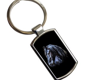 【COSYHARU】Keyring Silver & Black Crossbag Horse Keychain / Keyring / Bagtag. A Perfect Gift for Horse