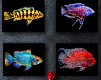 Cichlid Print with Stunning Fractal Art Design.