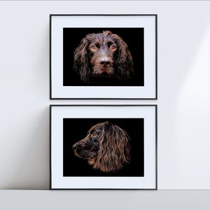 Chocolate Working Cocker Spaniel Print with Stunning Fractal Art Design. Various Sizes Available