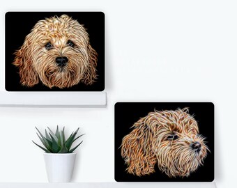 Apricot Cavapoo Metal Wall Plaque with Fractal Art Design, Dog Owner Gift.
