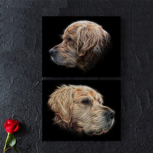 Golden Retriever Print with Stunning Fractal Art Design. Various Sizes Available