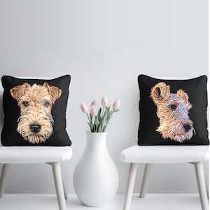 Lakeland Terrier Kissen (Kissen) mit Einsatz mit Atemberaubendem Fractal Art Design
