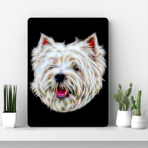 West Highland Terrier Metallwandtafel mit atemberaubendem Fractal Art Design