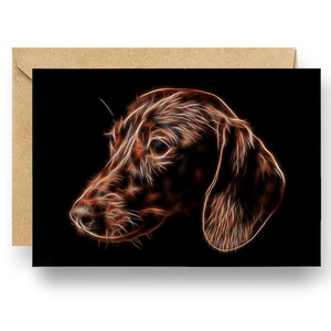 Chocolate Dachshund Greeting Card with Stunning Fractal Art Design. Blank Inside for Birthdays or any other Occasion image 2