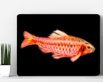 Cherry Barb Fish Aluminium Metal Wall Plaque with Stunning Fractal Art Design.