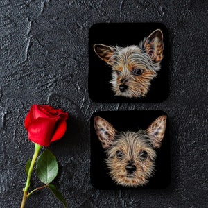 Chorkie Coasters, Set of 2, with Fractal Art Design, Perfect Chorkie Owner Gift