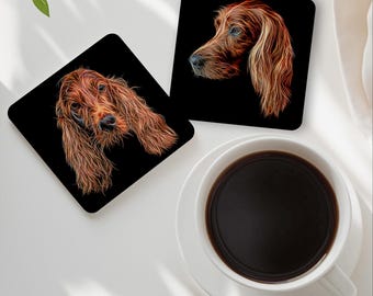 Irish Setter Coasters with Stunning Fractal Art Design. Irish Setter Owner Gift.