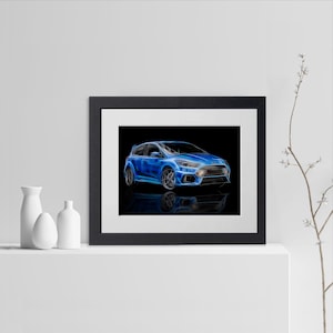 Ford Focus RS-tryck med fantastisk fraktalkonstdesign. Finns i olika storlekar och färger: blå, grön, orange, svart, grå, röd och vit.